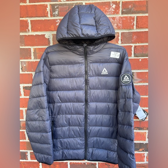 Reebok Other - NWT Reebok Glacier Shield XL Gray Full Zip Hooded Packable Puffer Jacket